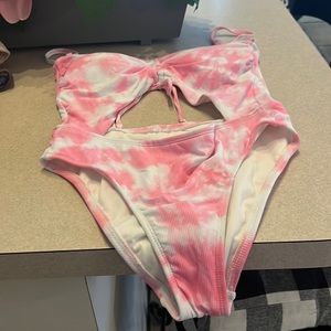 One piece pink bathing suit